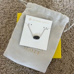 Kendra Scott Elisa Necklace with Silver Chain and Platinum Drusy Stone